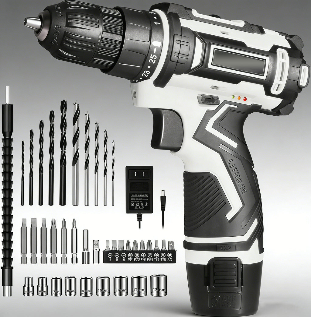 Jardinessent 12V Cordless Drill Set with LED Light and Accessories