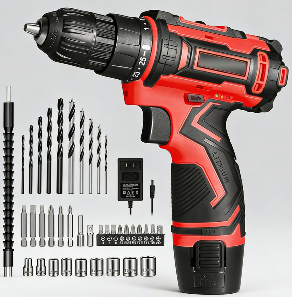 Jardinessent 12V Cordless Drill Set with LED Light and Accessories