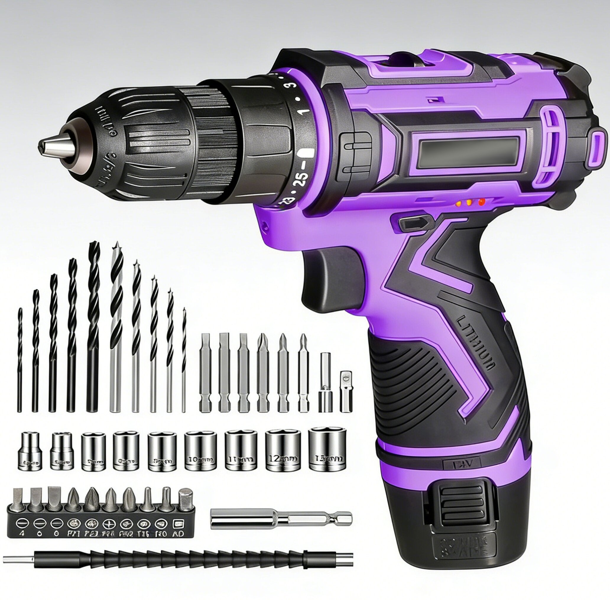 Jardinessent 12V Cordless Drill Set with LED Light and Accessories