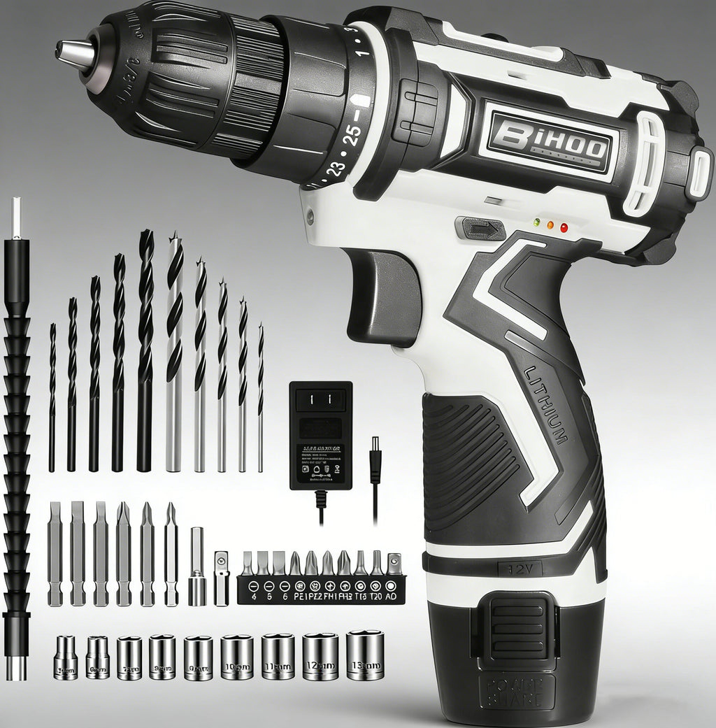 Jardinessent 12V Cordless Drill Set with LED Light and Accessories