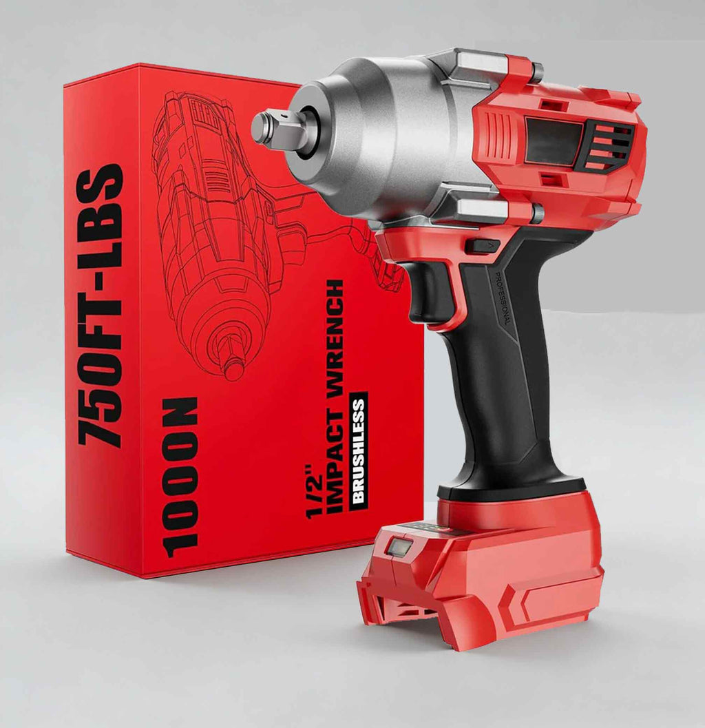Jardinessent Cordless Brushless Impact Wrench 900 ft lbs with LED Light and Batteries