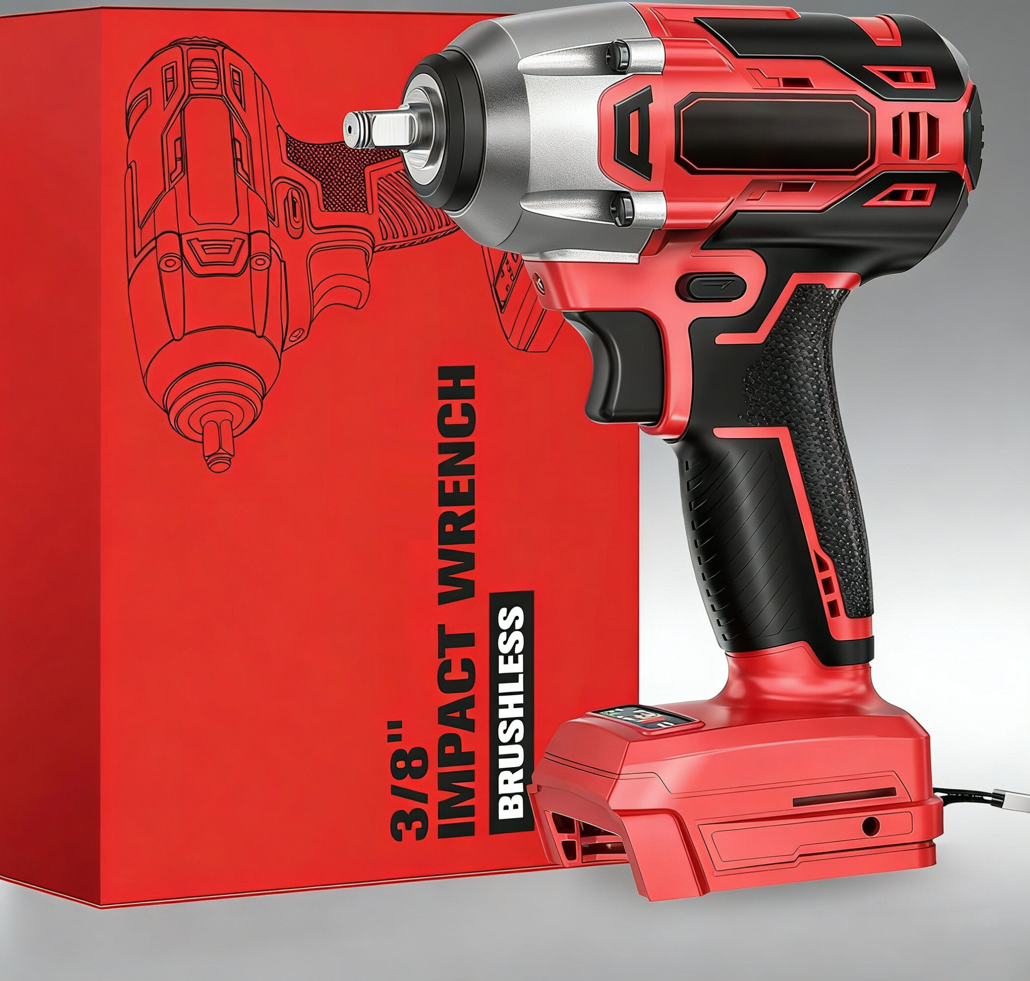 Jardinessent Cordless Brushless Impact Wrench 900 ft lbs with LED Light and Batteries