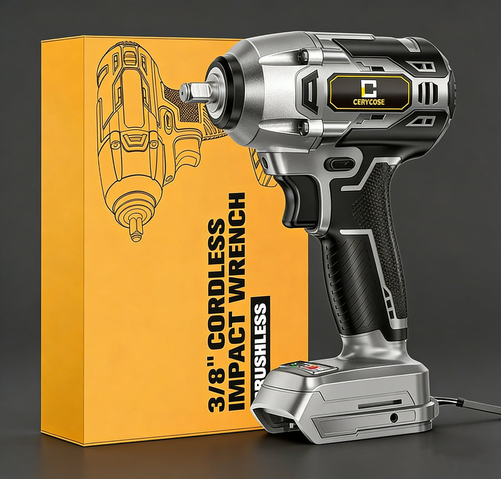 Jardinessent Cordless Brushless Impact Wrench 900 ft lbs with LED Light and Batteries