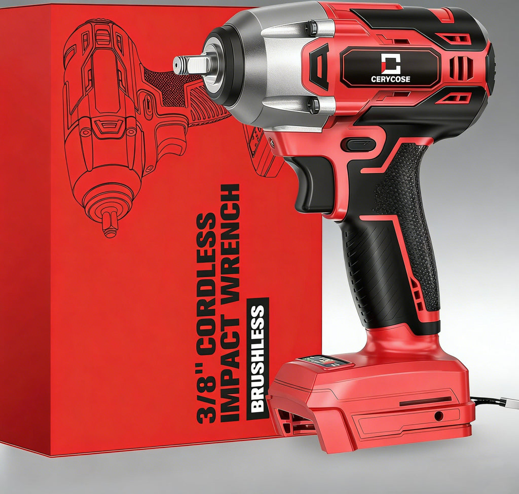 Jardinessent Cordless Brushless Impact Wrench 900 ft lbs with LED Light and Batteries