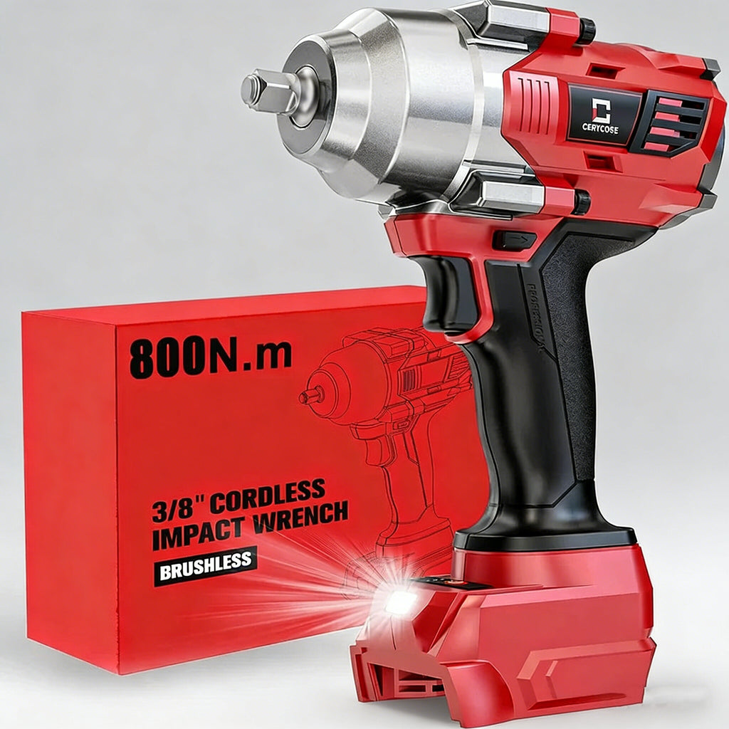 Jardinessent Cordless Brushless Impact Wrench 900 ft lbs with LED Light and Batteries
