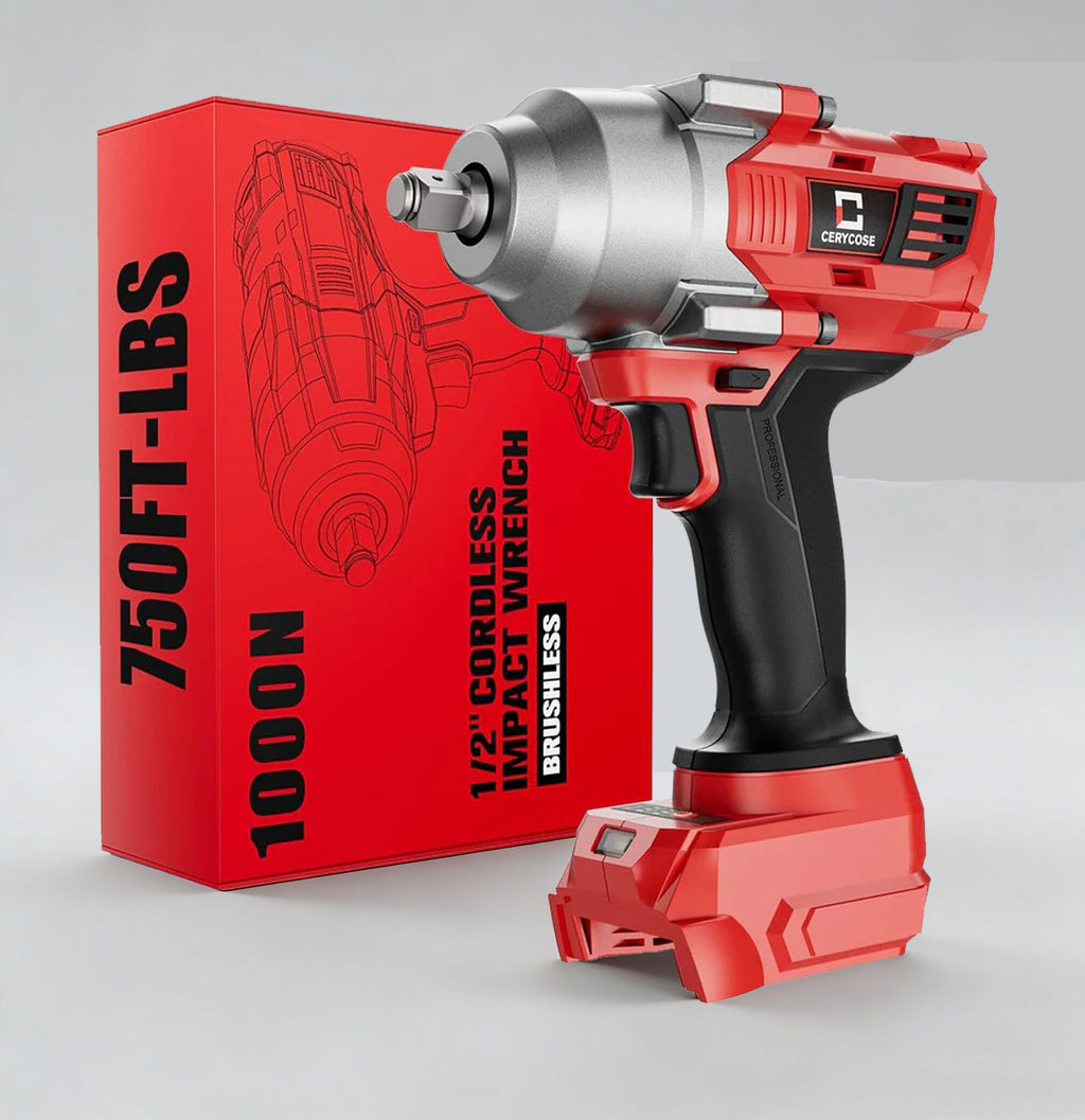 Jardinessent Cordless Brushless Impact Wrench 900 ft lbs with LED Light and Batteries